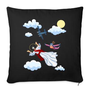 Skydive Jesus, Parachute, Skydiving, - Sofa pillowcase 17,3'' x 17,3'' (45 x 45 cm) - black - Front