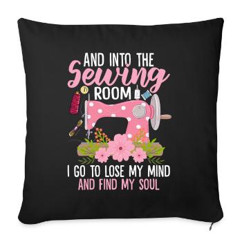 Into The Sewing Room I Go Quilting Sewing Hand - Sofa pillowcase 17,3'' x 17,3'' (45 x 45 cm) - black - Front