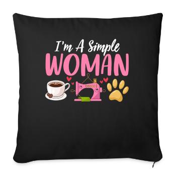 I'm A Simple Woman Funny Sewing Dogs And Coffee - Sofa pillowcase 17,3'' x 17,3'' (45 x 45 cm) - black - Front