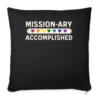 Missionary Accomplish Rainbow Hearts Sarcastic LGB - Sofa pillowcase 17,3'' x 17,3'' (45 x 45 cm) - black - Front