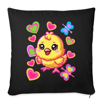 poussins printemps pâques pâques poules poules bébé - Housse de coussin décorative 45 x 45 cm - noir - Devant