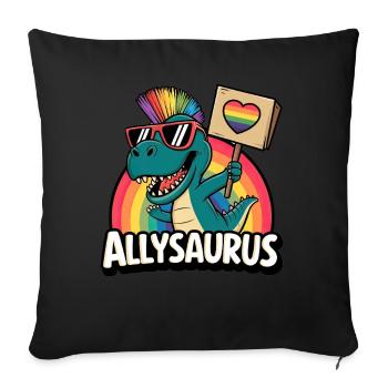 Allysaurus Mignon Dinosaure T-Rex Mois de la fierté LGBTQ - Housse de coussin décorative 45 x 45 cm - noir - Devant