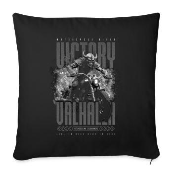 Motorcycle Norse Viking Victory Or Valhalla - Sofa pillowcase 17,3'' x 17,3'' (45 x 45 cm) - black - Front