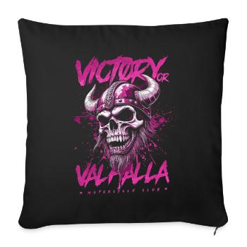 Motorcycle Norse Viking Victory Or Valhalla - Sofa pillowcase 17,3'' x 17,3'' (45 x 45 cm) - black - Front