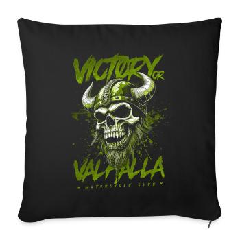 Motorcycle Norse Viking Victory Or Valhalla - Sofa pillowcase 17,3'' x 17,3'' (45 x 45 cm) - black - Front