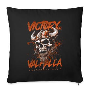 Motorcycle Norse Viking Victory Or Valhalla - Sofa pillowcase 17,3'' x 17,3'' (45 x 45 cm) - black - Front