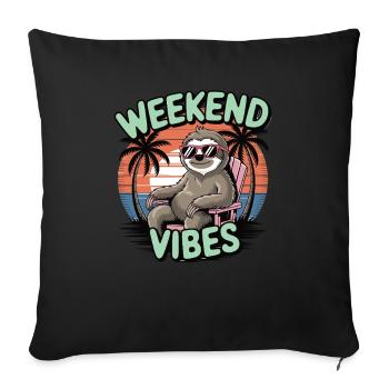 Weekend Vibes – Paresseux sur la plage - Housse de coussin décorative 45 x 45 cm - noir - Devant