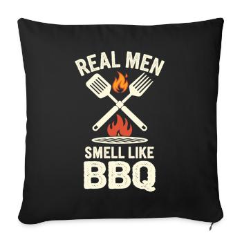 Les vrais hommes sentent le barbecue – Grill Master - Housse de coussin décorative 45 x 45 cm - noir - Devant
