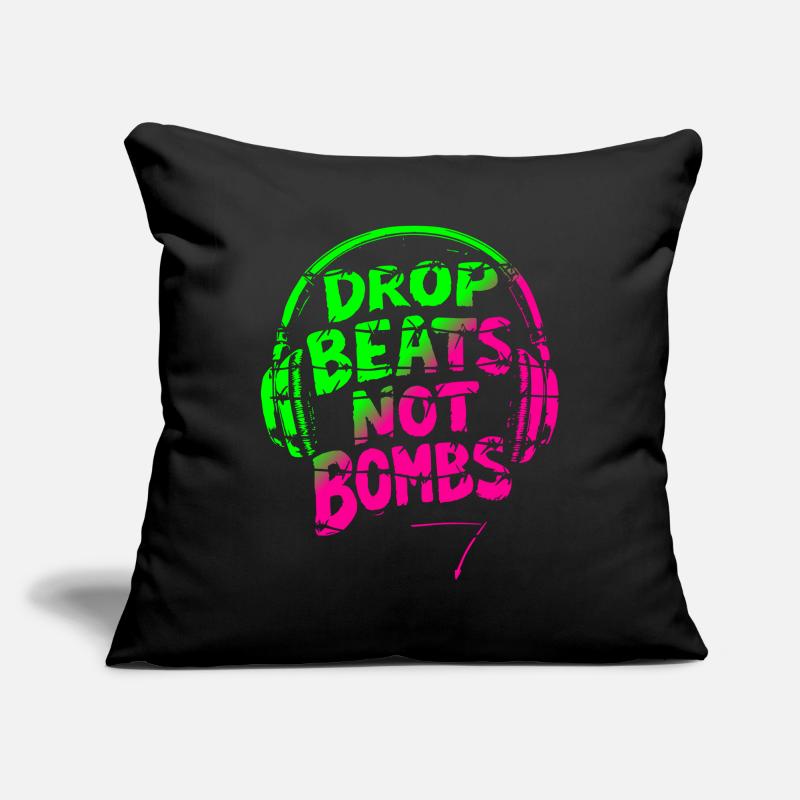 Drop Beats Not Bombs vert rose Housse de coussin décorative 45 x 45 cm