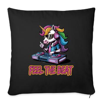 Feel The Beat DJ Unicorn Music Lovers - Sofa pillowcase 17,3'' x 17,3'' (45 x 45 cm) - black - Front