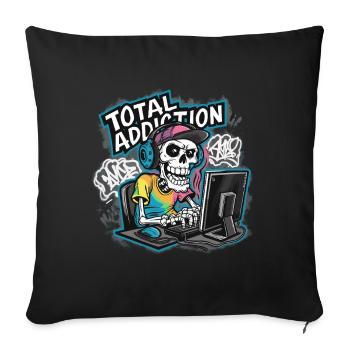 Total Addiction Gamer Skull Illustration - Sofa pillowcase 17,3'' x 17,3'' (45 x 45 cm) - black - Front