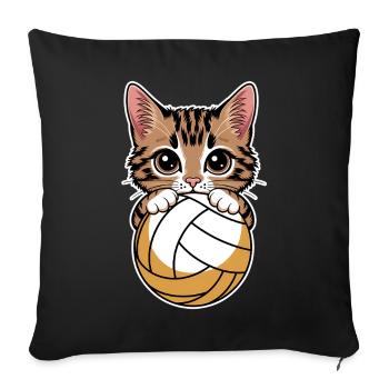 Chat de volley-ball drôle de cadeau de volley-ball - Housse de coussin décorative 45 x 45 cm - noir - Devant