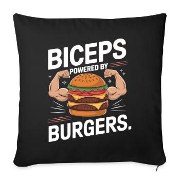 Biceps Powered by Burgers - Fitness and Foodie - Sofa pillowcase 17,3'' x 17,3'' (45 x 45 cm) - black - Front