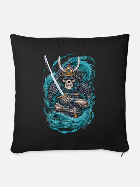 Geisterhafter Samurai-Krieger - Sofakissenbezug 45 x 45 cm - Schwarz
