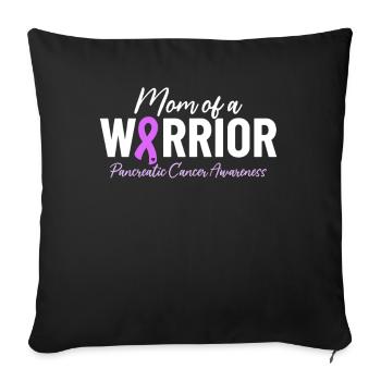 Maman d’un guerrier Cancer du pancréas Exocrine - Housse de coussin décorative 45 x 45 cm - noir - Devant