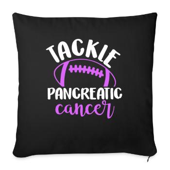 Tackle Bauchspeicheldrüsenkrebs Fußball Lustig Lila - Sofakissenbezug 45 x 45 cm - Schwarz - Vorne