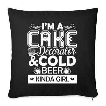 Cake Decorator Girl And Cold Beer - Sofa pillowcase 17,3'' x 17,3'' (45 x 45 cm) - black - Front