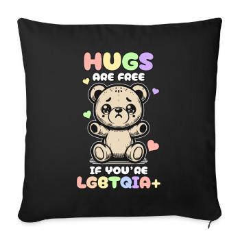 Hugs Are Free Cute Bear LGBTQIA Pride Month Ally - Sofakissenbezug 45 x 45 cm - Schwarz - Vorne