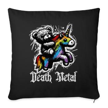 DEATH METAL EINHORN TEDDY lustig, süß und rockig - Sofakissenbezug 45 x 45 cm - Schwarz - Vorne