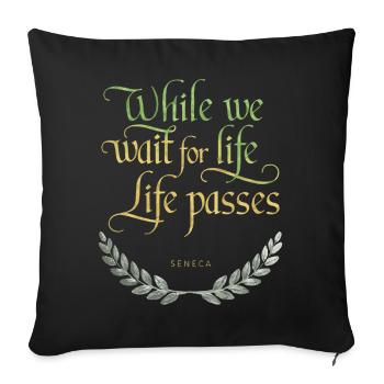 Seneca | While We Wait for Life, Life Passes - Sofa pillowcase 17,3'' x 17,3'' (45 x 45 cm) - black - Front