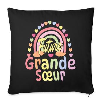 Future Big Sister – Pregnancy Announcement - Sofa pillowcase 17,3'' x 17,3'' (45 x 45 cm) - black - Front