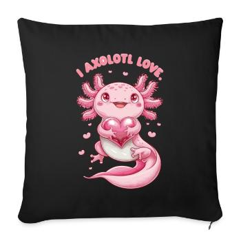 Axolotl Love Heart Hug Cute - Sofa pillowcase 17,3'' x 17,3'' (45 x 45 cm) - black - Front