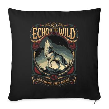 Echo of the Wild | Howling Wolf & Freedom - Sofa pillowcase 17,3'' x 17,3'' (45 x 45 cm) - black - Front