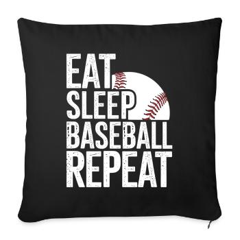Manger dormir baseball répéter - Housse de coussin décorative 45 x 45 cm - noir - Devant