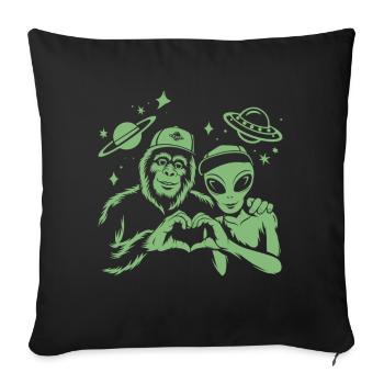 Bigfoot & Alien – Space Love - Sofakissenbezug 45 x 45 cm - Schwarz - Vorne