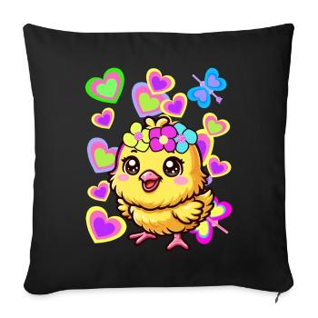 Easter Spring Chick Retro 80s 90s Kids Chicken - Sofa pillowcase 17,3'' x 17,3'' (45 x 45 cm) - black - Front