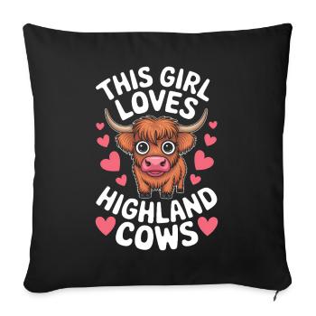 Highland Cow Highland Ecossais Highland Cattle Gift - Housse de coussin décorative 45 x 45 cm - noir - Devant