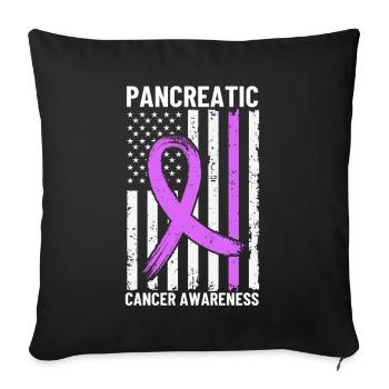 Sensibilisation au cancer du pancréas Drapeau des États-Unis Exocrine - Housse de coussin décorative 45 x 45 cm - noir - Devant