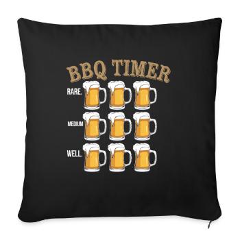Minuterie de barbecue Amateur de bière Soirée barbecue Humoristique - Housse de coussin décorative 45 x 45 cm - noir - Devant