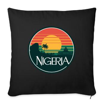 Nigeria Sonnenuntergang Panorama mit Palmen und - Sofakissenbezug 45 x 45 cm - Schwarz - Vorne