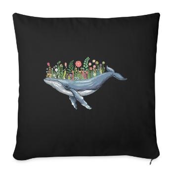 belle baleine avec motif floral pour - Housse de coussin décorative 45 x 45 cm - noir - Devant