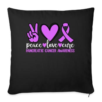 Peace Love Cure Cancer du Pancréas Endocrinien - Housse de coussin décorative 45 x 45 cm - noir - Devant