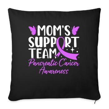 Équipe de soutien aux mamans Ruban violet Cancer du pancréas - Housse de coussin décorative 45 x 45 cm - noir - Devant