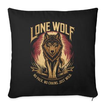 Loup Solitaire - Pas de meute, pas de chaînes, juste sauvage - Housse de coussin décorative 45 x 45 cm - noir - Devant