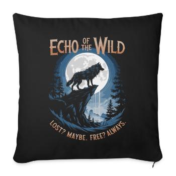 Écho de la nature - Loup hurlant, liberté et nature - Housse de coussin décorative 45 x 45 cm - noir - Devant