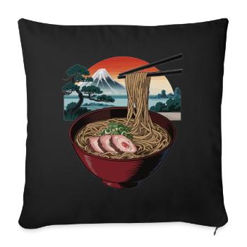 Ramen noodle soup in front of Mount Fuji - Sofa pillowcase 17,3'' x 17,3'' (45 x 45 cm) - black - Front