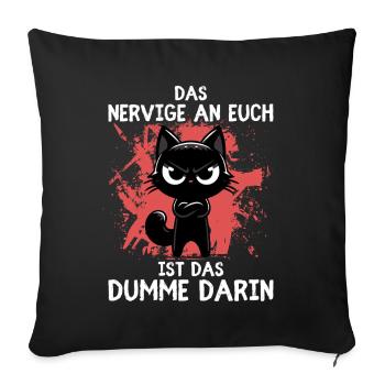 Wütende schwarze Katze – Sag’s ohne Worte - Sofakissenbezug 45 x 45 cm - Schwarz - Vorne