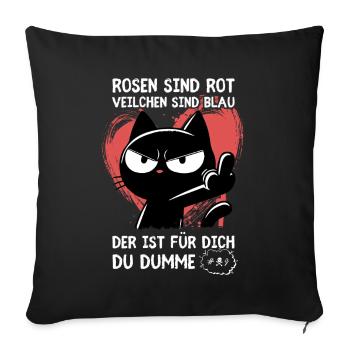 Mittelfinger-Katze – Mehr muss man nicht sagen - Sofakissenbezug 45 x 45 cm - Schwarz - Vorne
