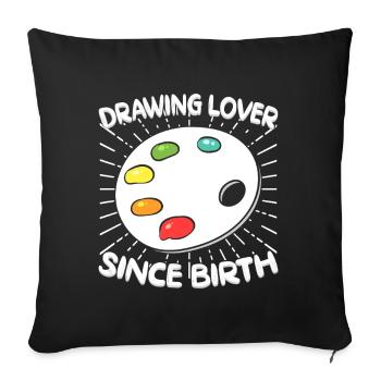 Drôle d’Art Peintre Amant Depuis Naissance Dessin Cadeau - Housse de coussin décorative 45 x 45 cm - noir - Devant