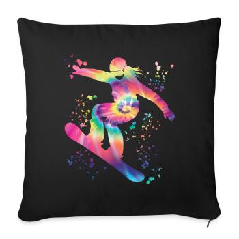 Snowboarder Snowboarding Snowboard - Housse de coussin décorative 45 x 45 cm - noir - Devant