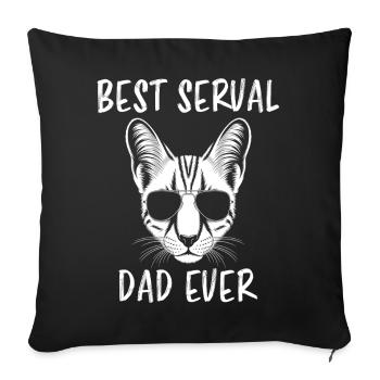 Savannah chat dire blague Savannah chat cadeau - Housse de coussin décorative 45 x 45 cm - noir - Devant