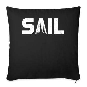 Voile nautique Voilier Capitaine Ponton Dériveur - Housse de coussin décorative 45 x 45 cm - noir - Devant