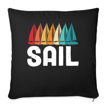 Voile dériveur voilier capitaine de mer Rétro drôle - Housse de coussin décorative 45 x 45 cm - noir - Devant