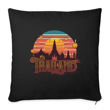 Silhouette Thaïlande avec coucher de soleil et - Housse de coussin décorative 45 x 45 cm - noir - Devant