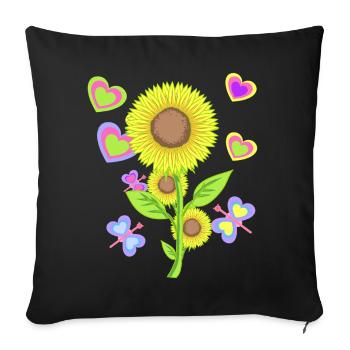 Tournesol Enfants Enfant Fleur de tournesol - Housse de coussin décorative 45 x 45 cm - noir - Devant