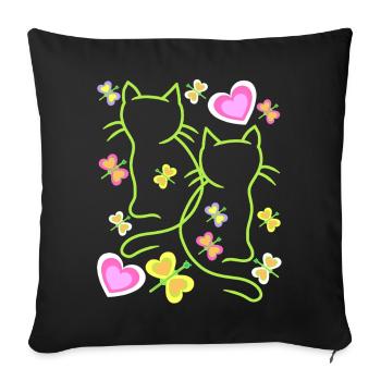 Enfants Enfant Printemps Chats Chat Chaton - Housse de coussin décorative 45 x 45 cm - noir - Devant